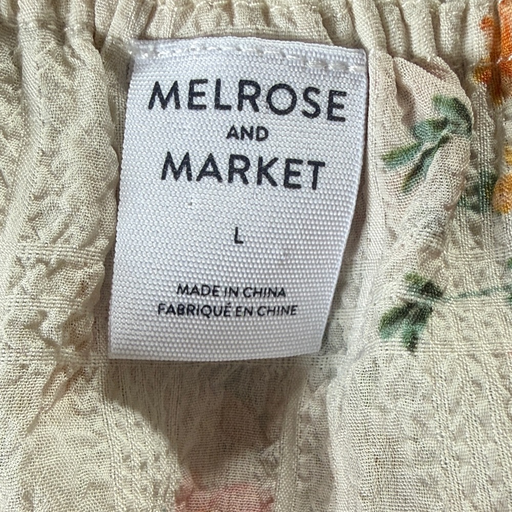 Melrose and Market Cream Floral Short Sleeve Blouse Large - Picture 6 of 9